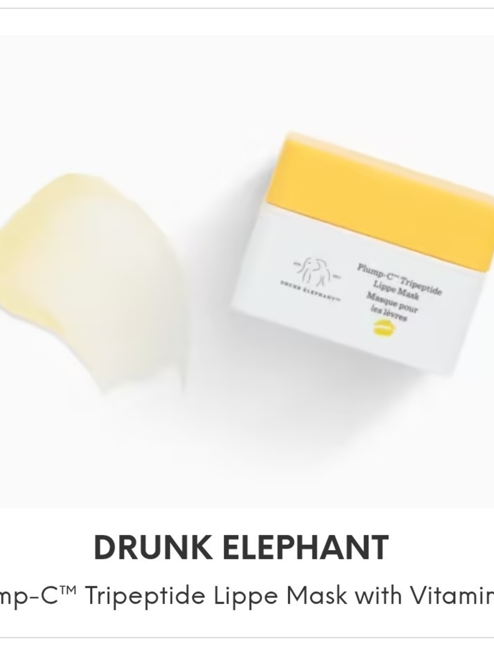 Drunk Elephant Lippe Mask Jar with Yellow Lid